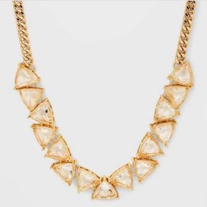 A New Day Crystal Trillion Stone Collar Chain Necklace Metallic Gold